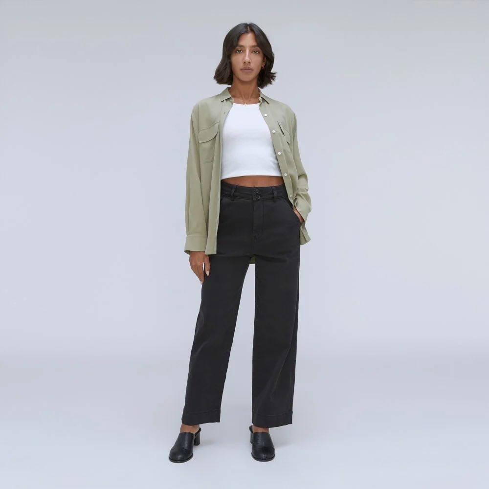 Everlane Black High Rise Wide Leg Cropped Jeans Size 10
